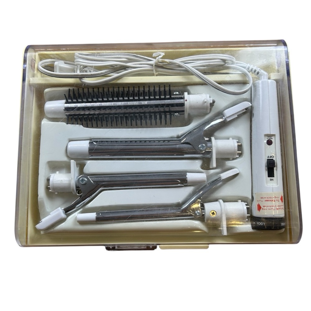 Vintage Windmere Four Way Curls Hair Styling System Curling Irons + Brush